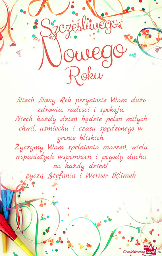 Niech Nowy Rok przyniesie Wam dużo zdrowia, radości i spokoju