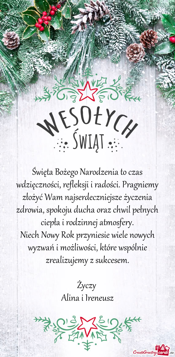 Niech Nowy Rok przyniesie wiele nowych wyzwań i możliwości, które wspólnie zrealizujemy z sukce