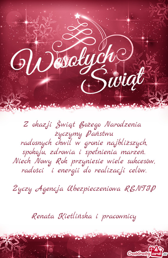Niech Nowy Rok przyniesie wiele sukcesów, radości i energii do realizacji celów