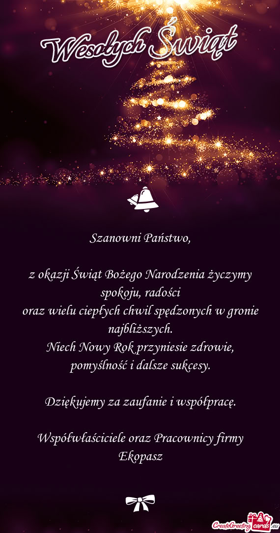 Niech Nowy Rok przyniesie zdrowie, pomyślność i dalsze sukcesy