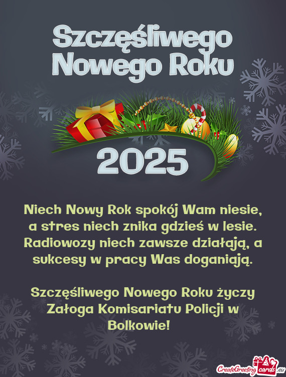 Niech Nowy Rok spokój Wam niesie, a stres niech znika gdzieś w lesie