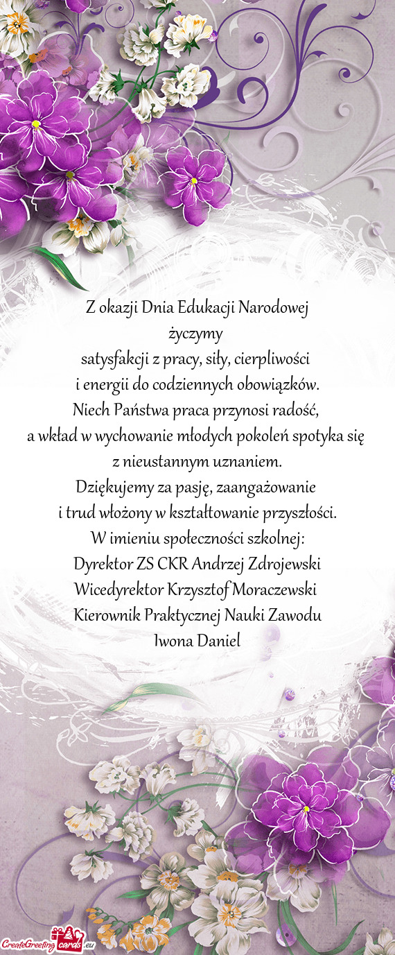 Niech Państwa praca przynosi radość