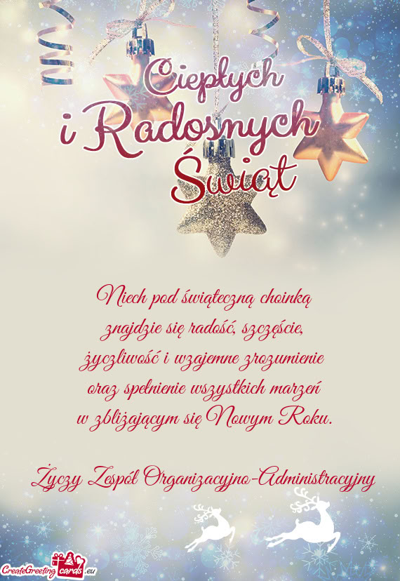 Niech pod świąteczną choinką  znajdzie się radość, szczęście,