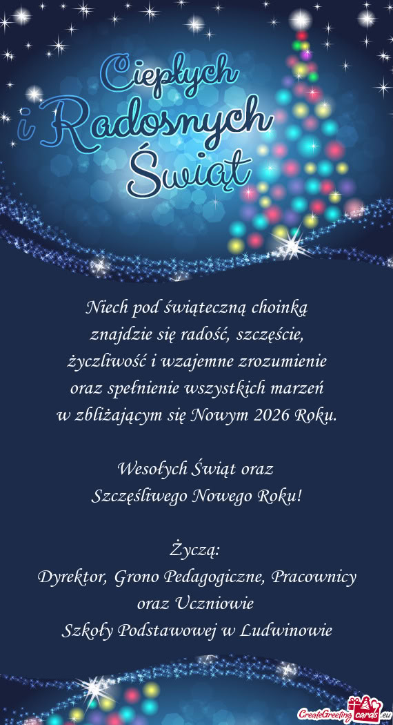 Niech pod świąteczną choinką  znajdzie się radość, szczęście,