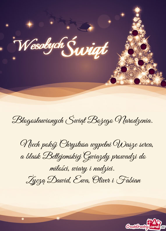 Niech pokój Chrystusa wypełni Wasze serca