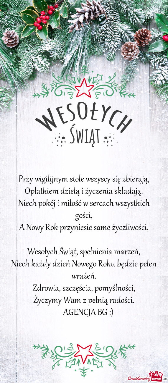 Niech pokój i miłość w sercach wszystkich gości