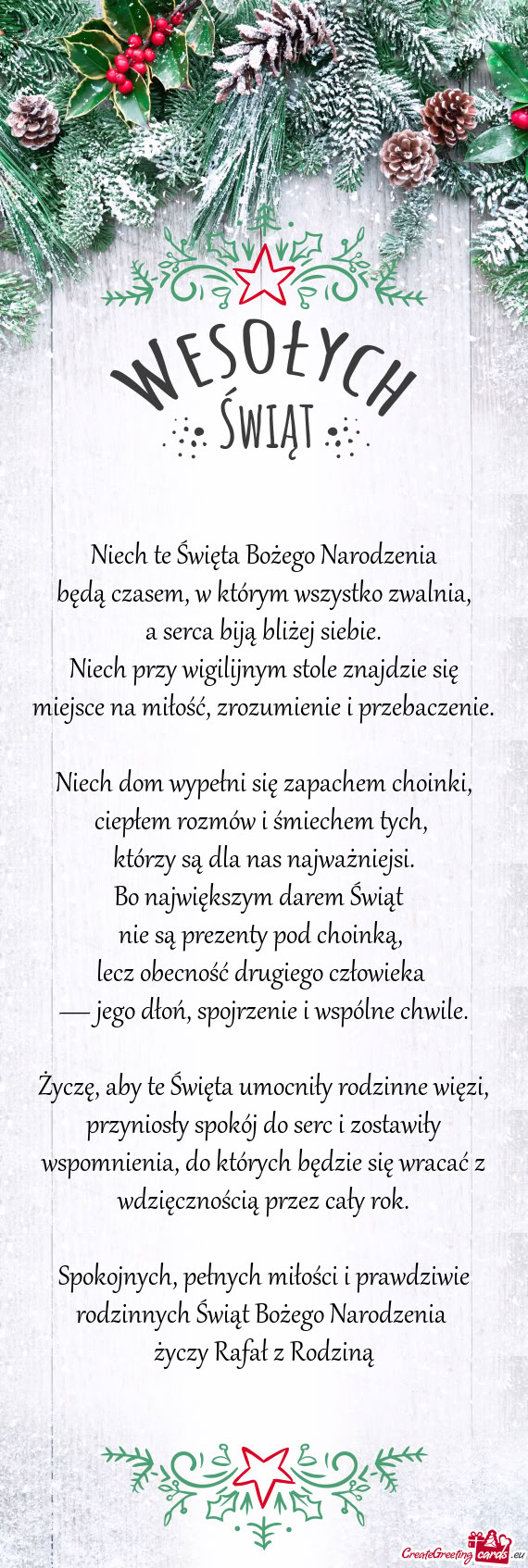 Niech przy wigilijnym stole znajdzie się miejsce na miłość, zrozumienie i przebaczenie