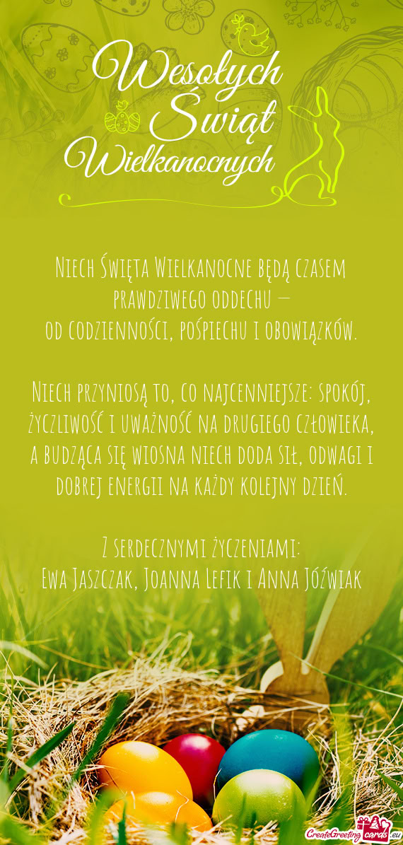 Niech przyniosą to, co najcenniejsze: spokój, życzliwość i uważność na drugiego człowieka