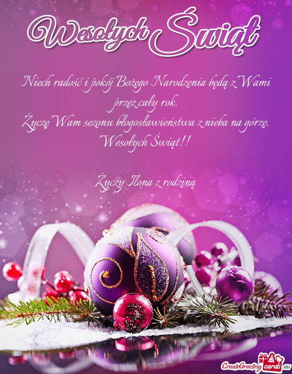 Niech radość i pokój Bożego Narodzenia będą z Wami przez cały rok