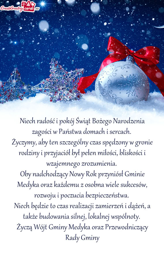 Niech radość i pokój Świąt Bożego Narodzenia zagości w Państwa domach i sercach