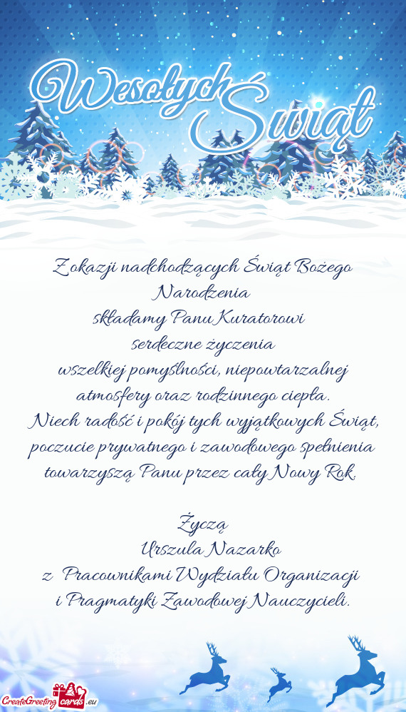 Niech radość i pokój tych wyjątkowych Świąt, poczucie prywatnego i zawodowego spełnienia