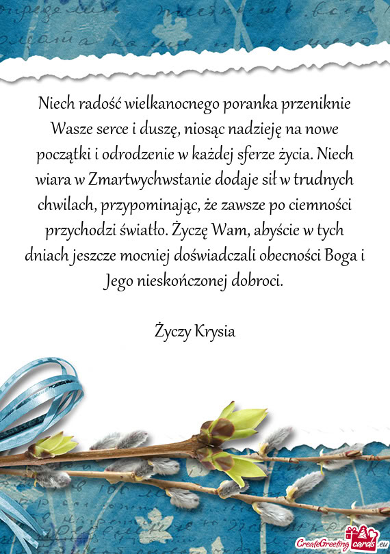Niech radość wielkanocnego poranka przeniknie Wasze serce i duszę, niosąc nadzieję na nowe pocz