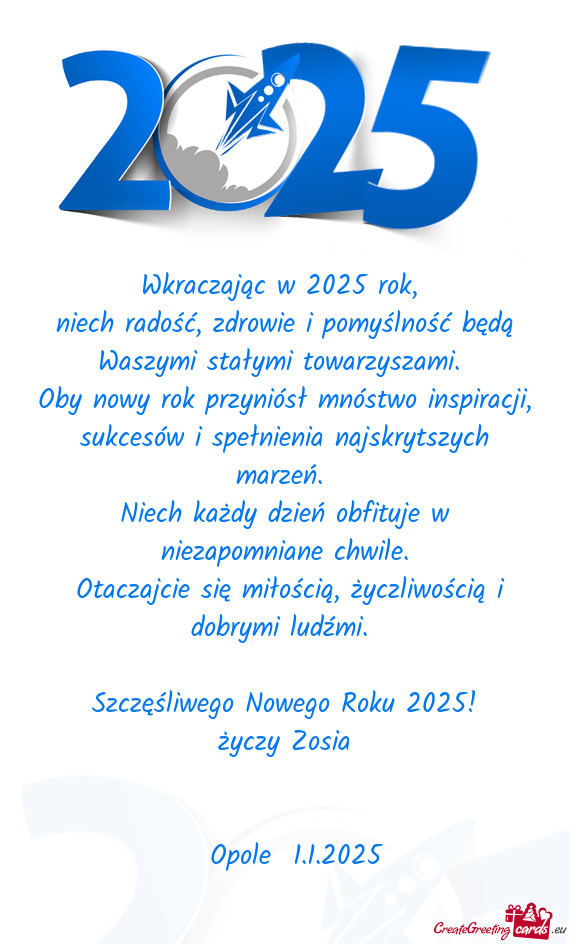 Niech radość, zdrowie i pomyślność będą Waszymi stałymi towarzyszami