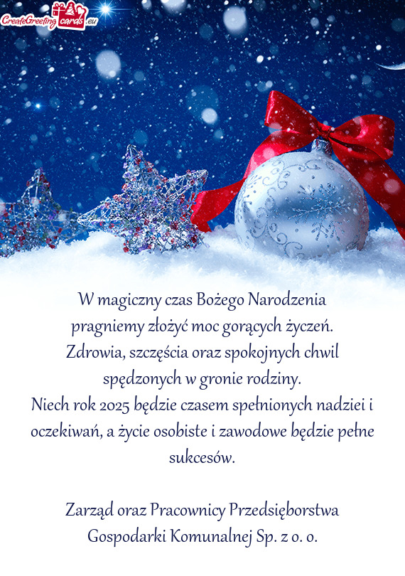 Niech rok 2025 będzie czasem spełnionych nadziei i oczekiwań, a życie osobiste i zawodowe będzi