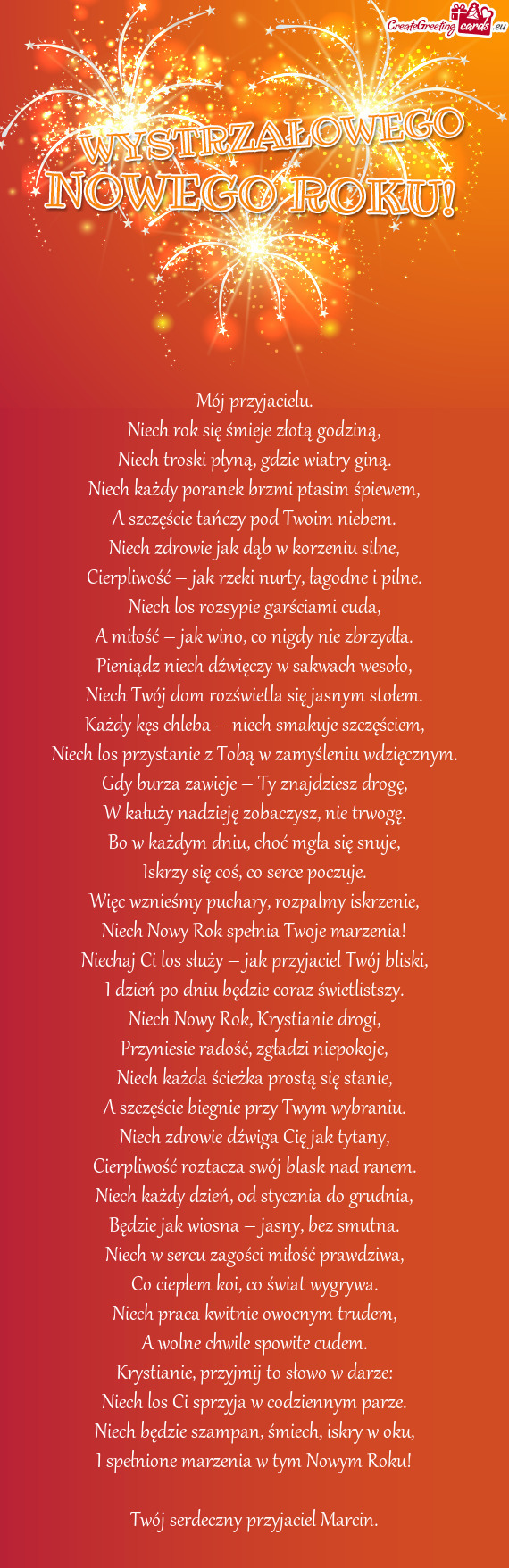 Niech rok się śmieje złotą godziną