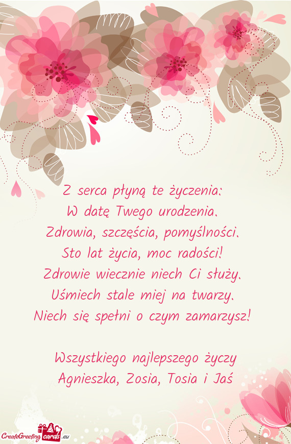 Niech się spełni o czym zamarzysz!  Wszystkiego najlepszego życzy Agnieszka