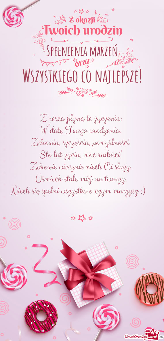 Niech się spełni wszystko o czym marzysz :) ❤️