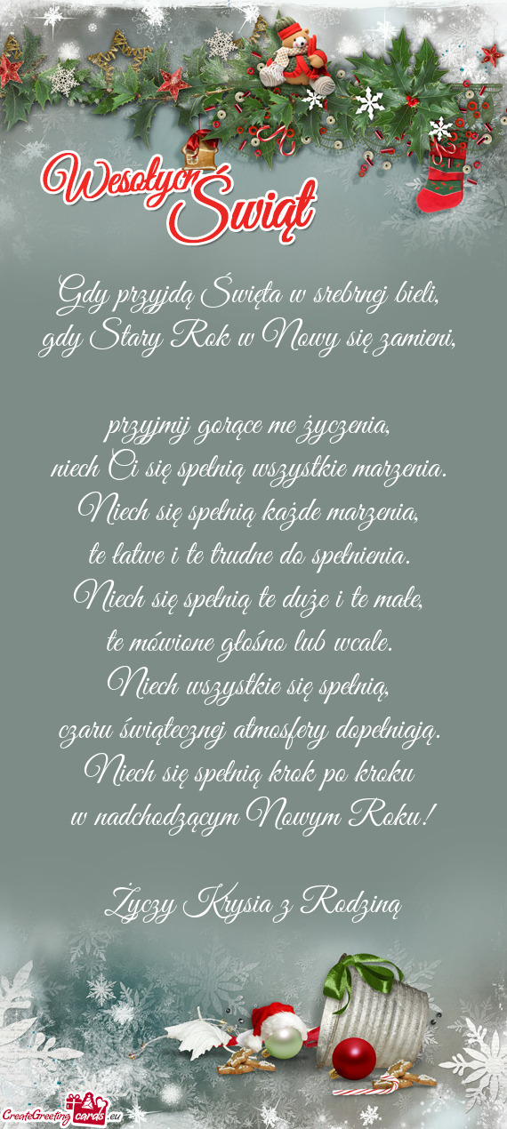 Niech się spełnią krok po kroku w nadchodzącym Nowym Roku! Krysia z Rodziną