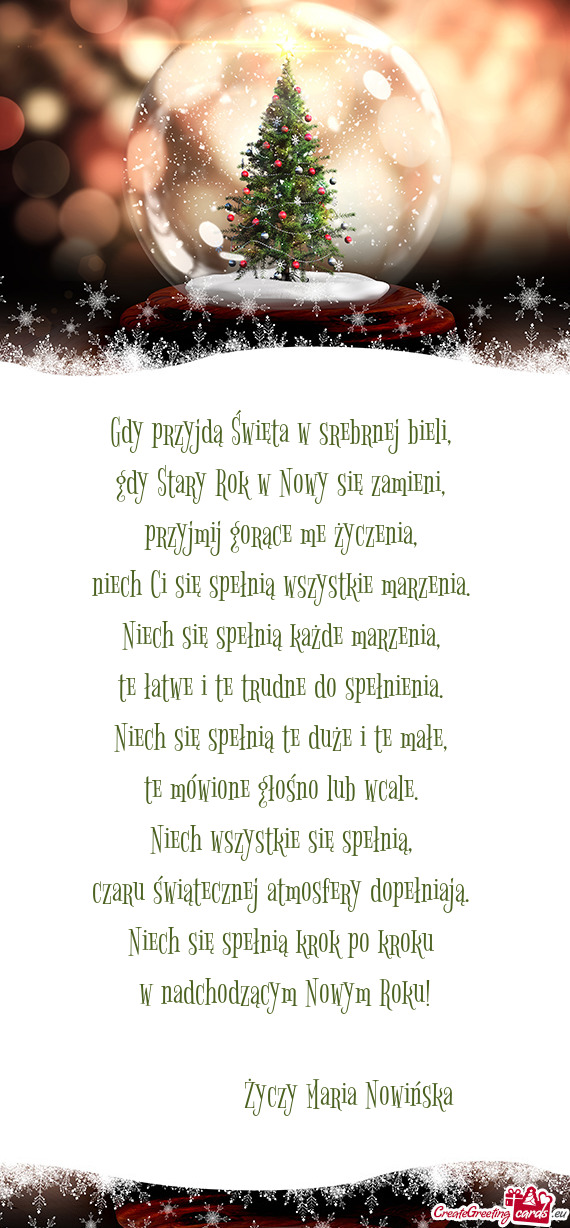 Niech się spełnią krok po kroku w nadchodzącym Nowym Roku!     Maria