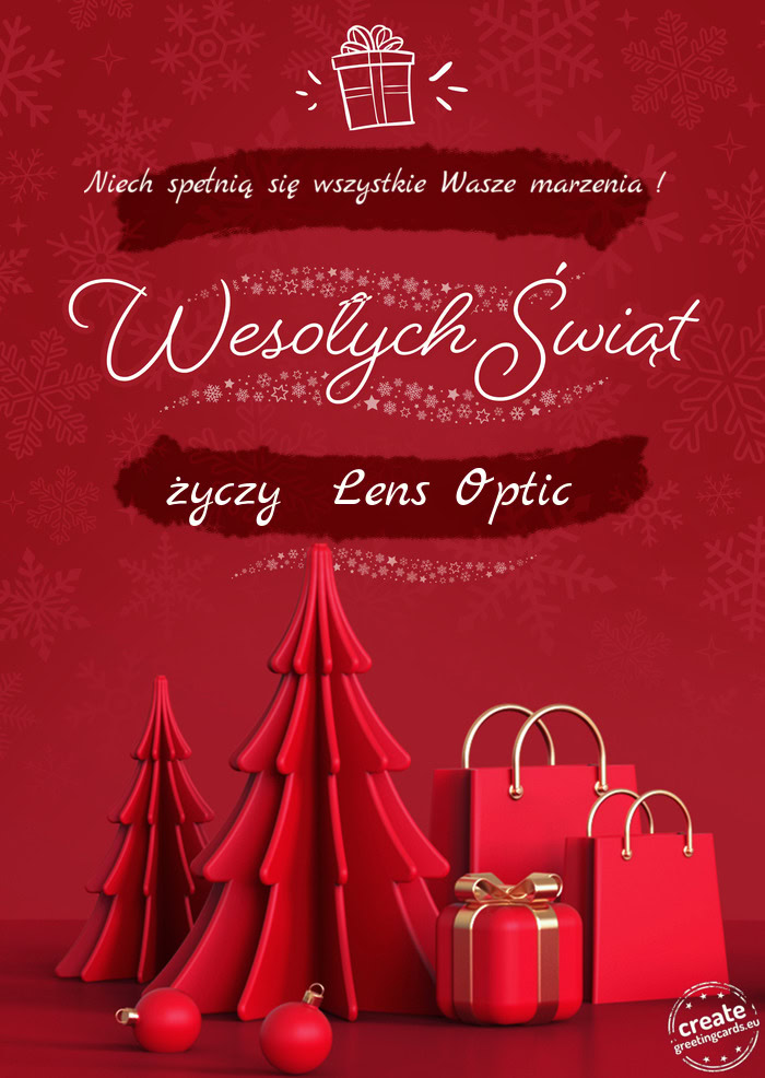 Niech spełnią się wszystkie Wasze marzenia ! Wesołych Świąt Lens Optic