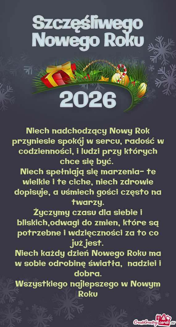 Niech spełniają się marzenia- te wielkie i te ciche, niech zdrowie dopisuje, a uśmiech gości cz