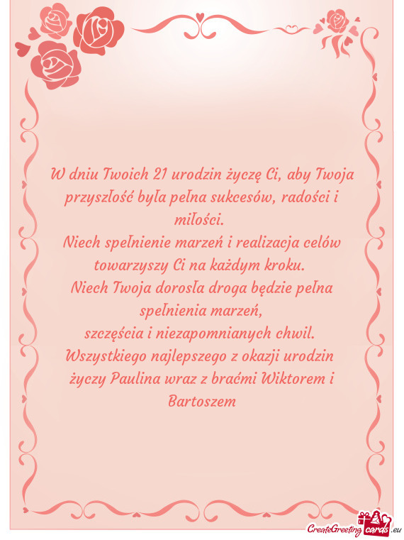 Niech spełnienie marzeń i realizacja celów towarzyszy Ci na każdym kroku