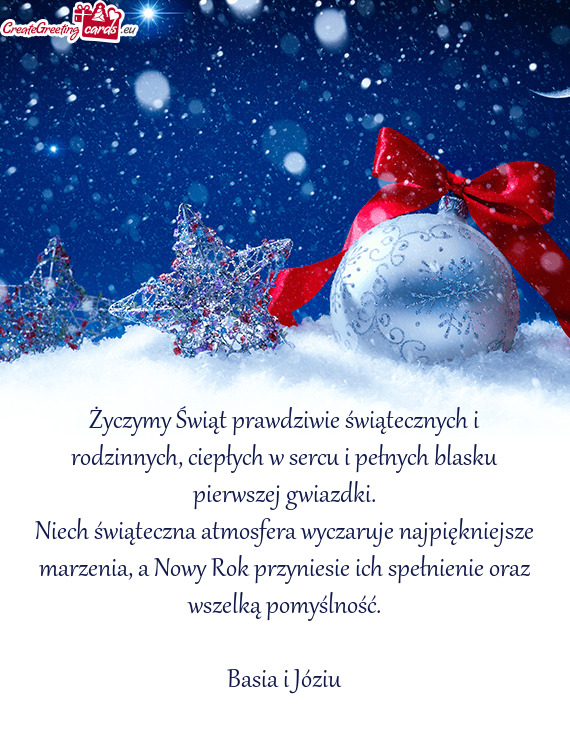 Niech świąteczna atmosfera wyczaruje najpiękniejsze marzenia, a Nowy Rok przyniesie ich spełnien