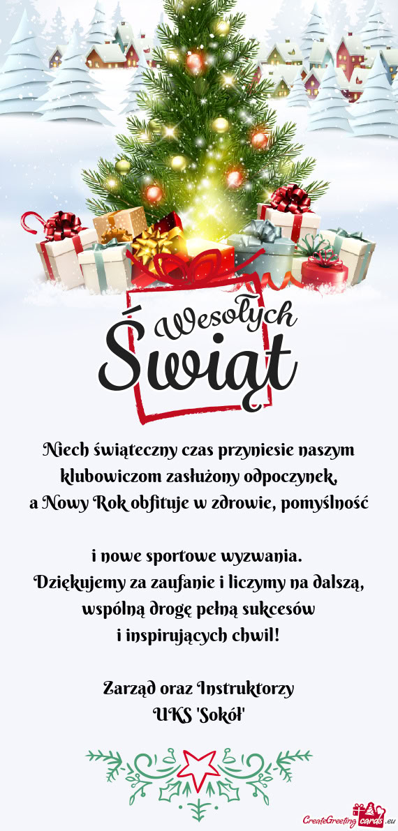 Niech świąteczny czas przyniesie naszym klubowiczom zasłużony odpoczynek