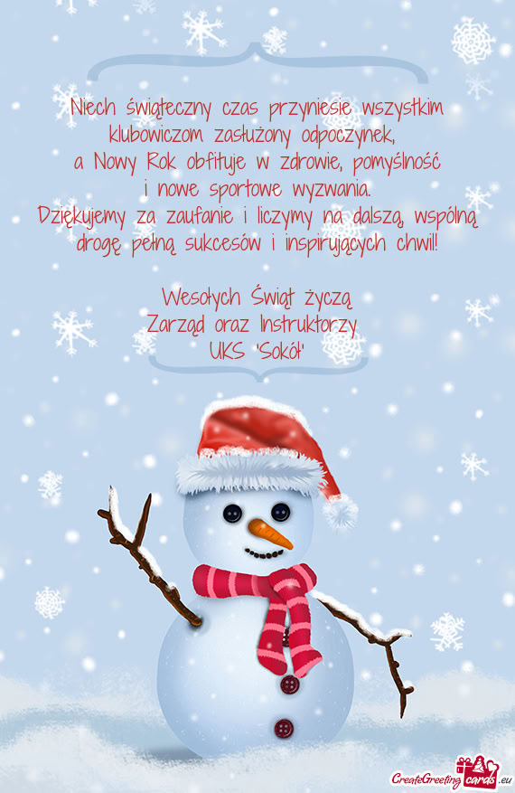 Niech świąteczny czas przyniesie wszystkim klubowiczom zasłużony odpoczynek