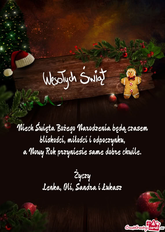 Niech Święta Bożego Narodzenia będą czasem bliskości, miłości i odpoczynku