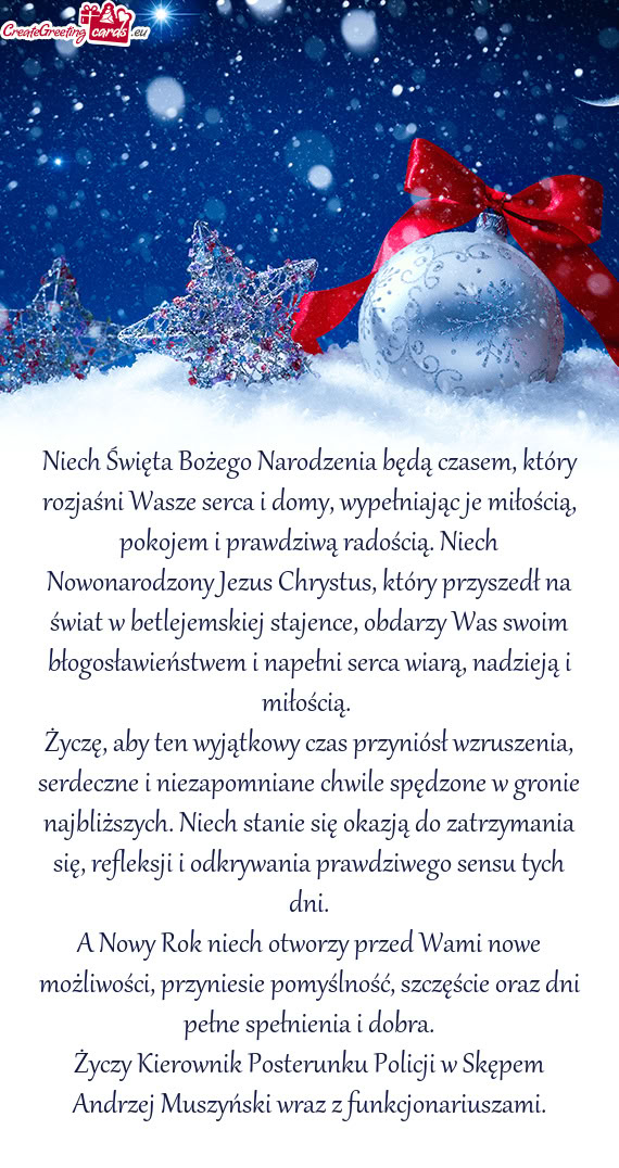 Niech Święta Bożego Narodzenia będą czasem, który rozjaśni Wasze serca i domy, wypełniając
