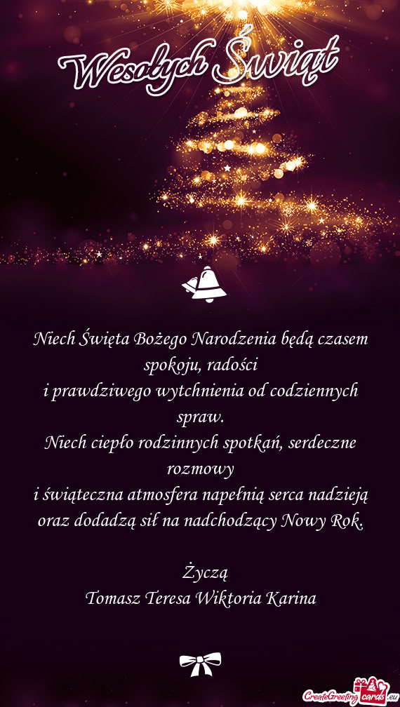 Niech Święta Bożego Narodzenia będą czasem spokoju, radości