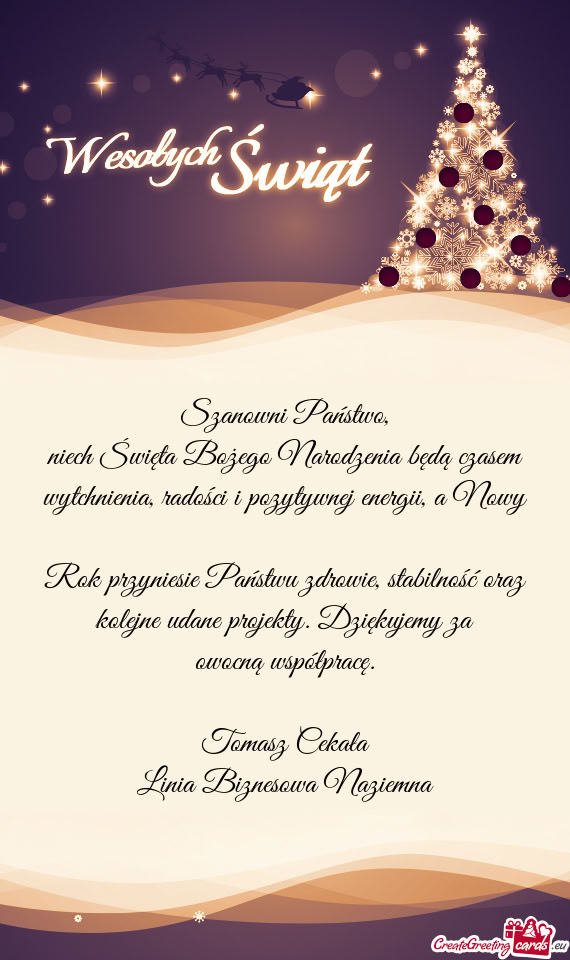 Niech Święta Bożego Narodzenia będą czasem wytchnienia, radości i pozytywnej energii, a Nowy