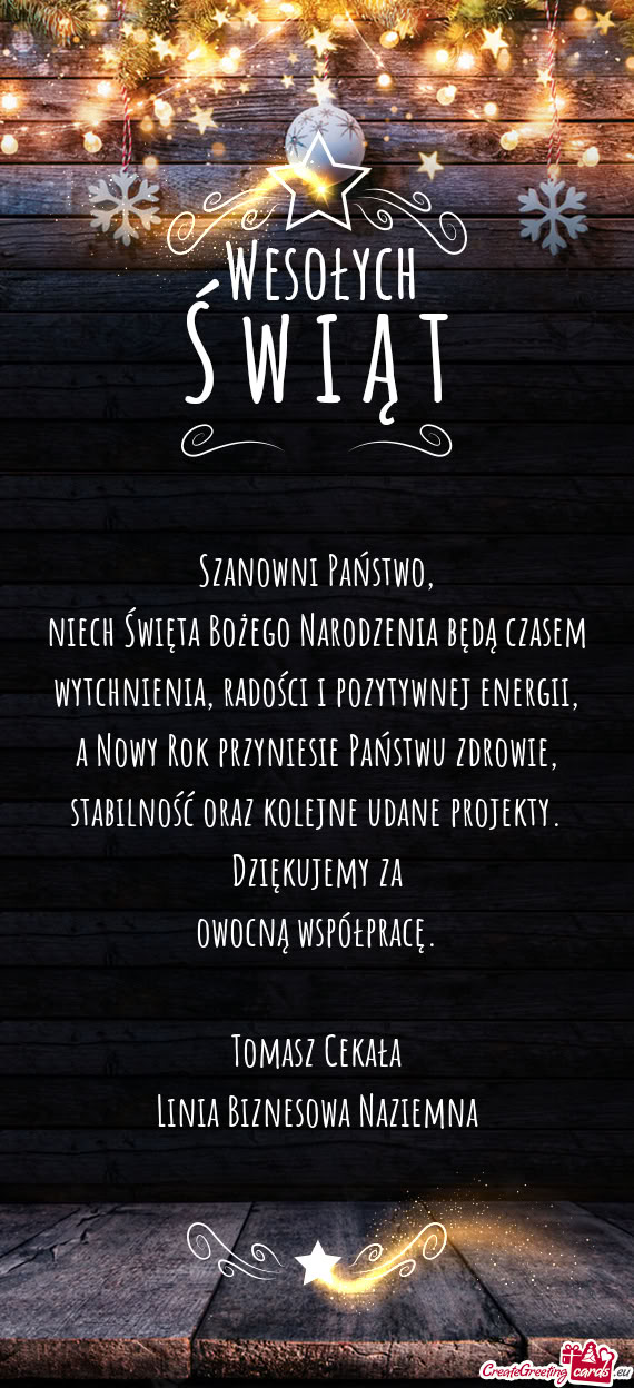 Niech Święta Bożego Narodzenia będą czasem wytchnienia, radości i pozytywnej energii