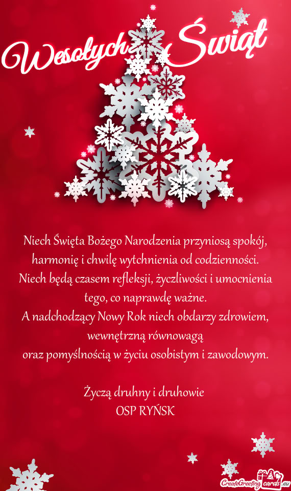 Niech Święta Bożego Narodzenia przyniosą spokój, harmonię i chwilę wytchnienia od codziennoś