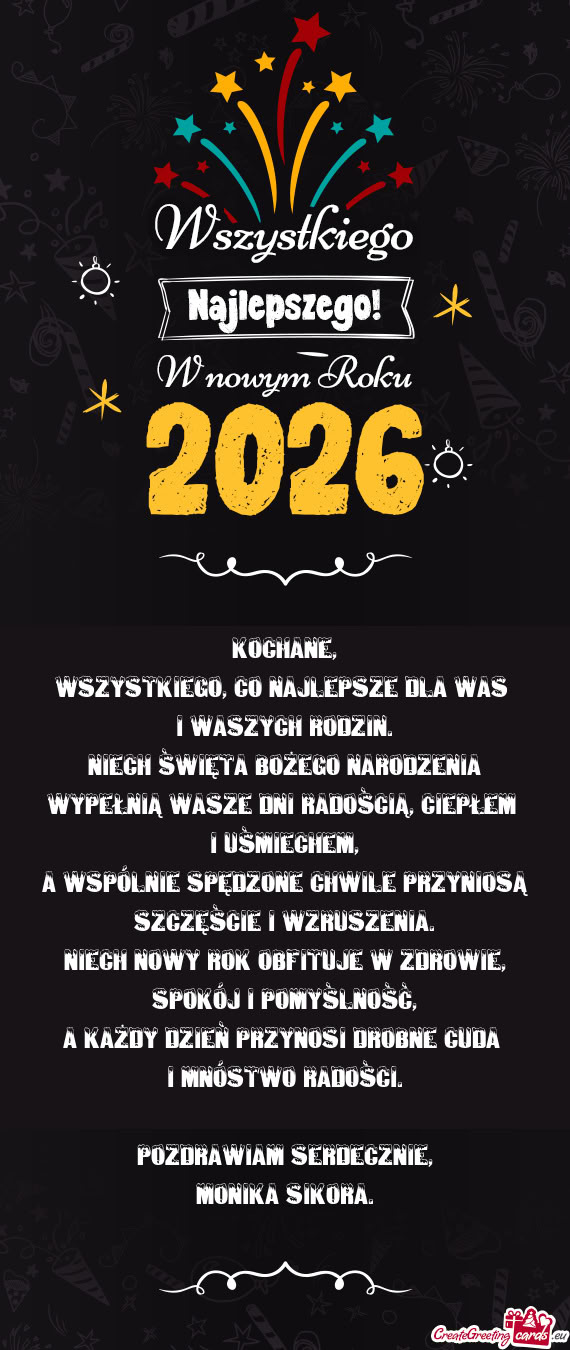 Niech Święta Bożego Narodzenia wypełnią Wasze dni radością, ciepłem