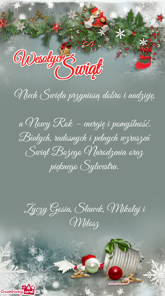 Niech Święta przyniosą dobro i nadzieję