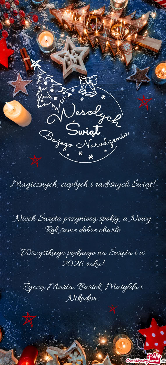 Niech Święta przyniosą spokój, a Nowy Rok same dobre chwile