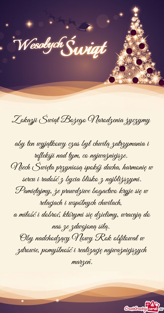 Niech Święta przyniosą spokój ducha, harmonię w sercu i radość z bycia blisko z najbliższymi