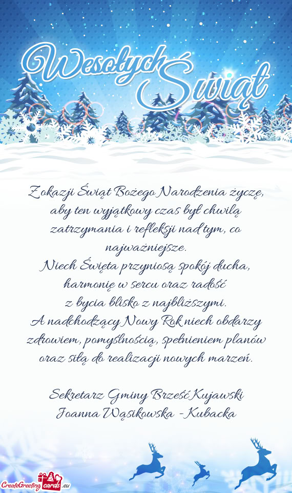 Niech Święta przyniosą spokój ducha, harmonię w sercu oraz radość