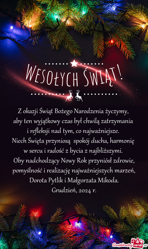 Niech Święta przyniosą spokój ducha, harmonię