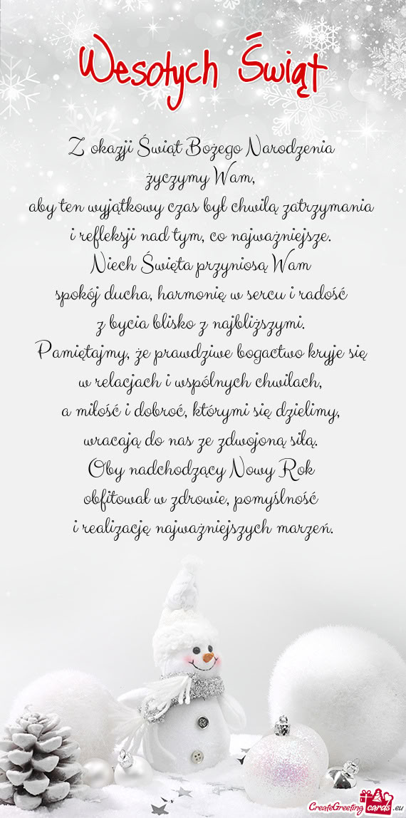 Niech Święta przyniosą Wam