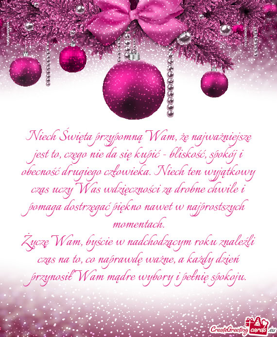 Niech Święta przypomną Wam, że najważniejsze jest to, czego nie da się kupić - bliskość, sp
