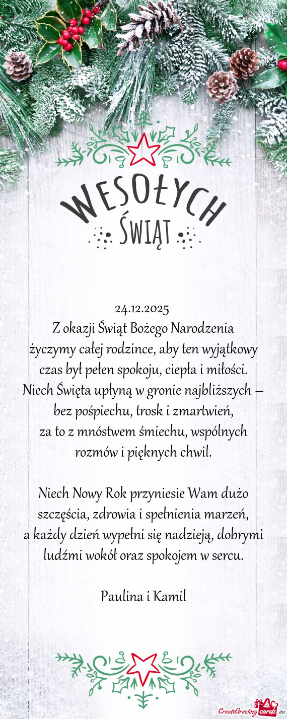 Niech Święta upłyną w gronie najbliższych – bez pośpiechu, trosk i zmartwień