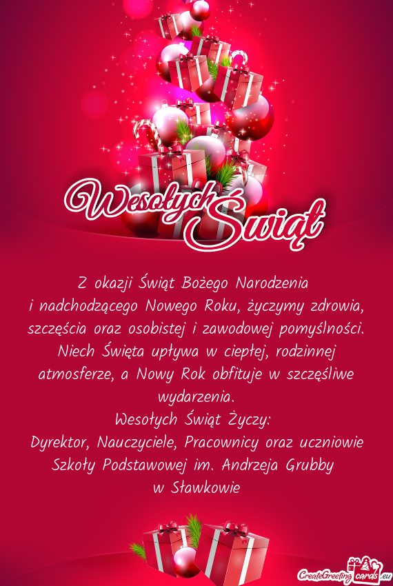 Niech Święta upływa w ciepłej, rodzinnej atmosferze, a Nowy Rok obfituje w szczęśliwe wydarz