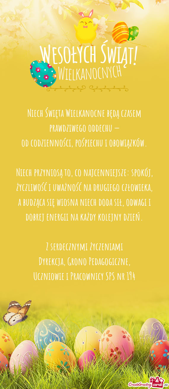 Niech Święta Wielkanocne będą czasem prawdziwego oddechu —