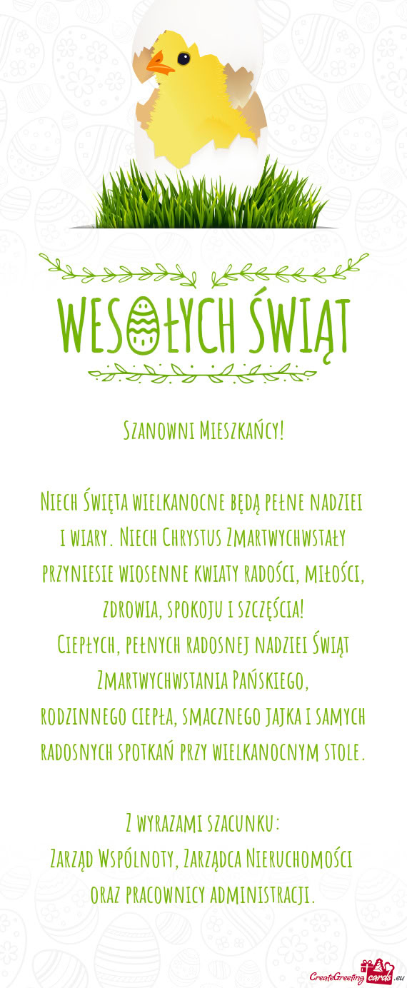 Niech Święta wielkanocne będą pełne nadziei