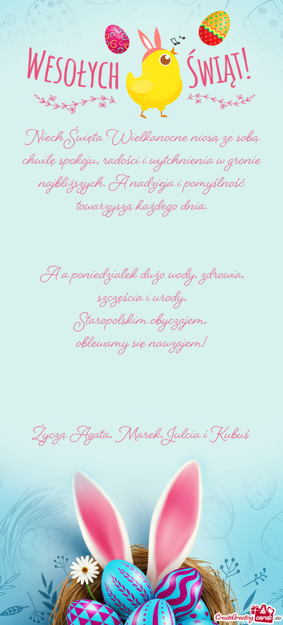 Niech Święta Wielkanocne niosą ze sobą chwilę spokoju, radości i wytchnienia w gronie najbliż