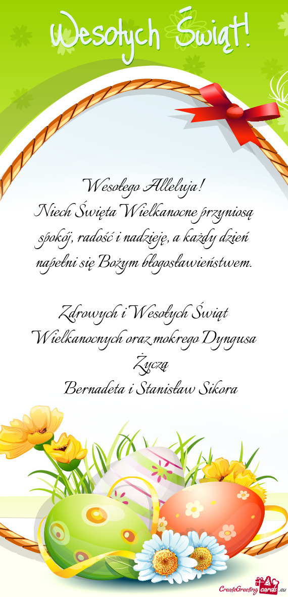 Niech Święta Wielkanocne przyniosą spokój, radość i nadzieję, a każdy dzień napełni się B