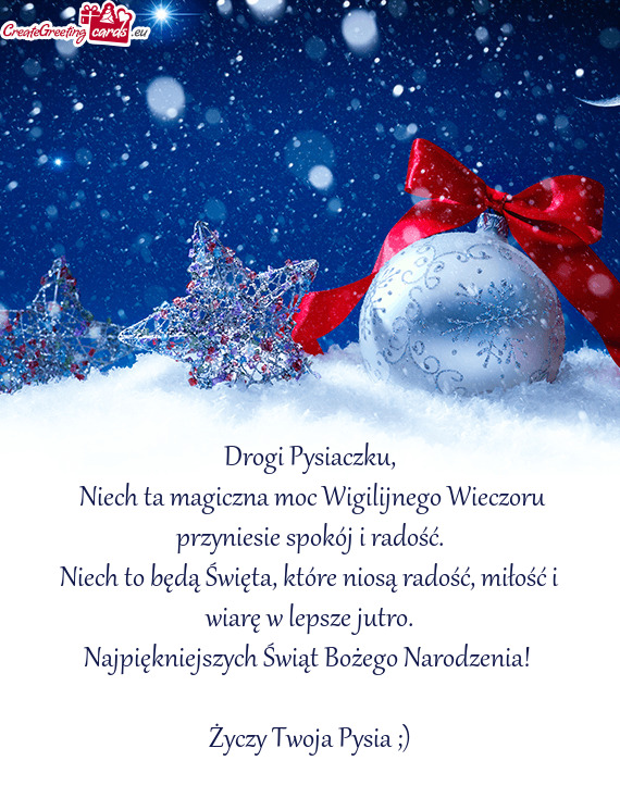 Niech ta magiczna moc Wigilijnego Wieczoru